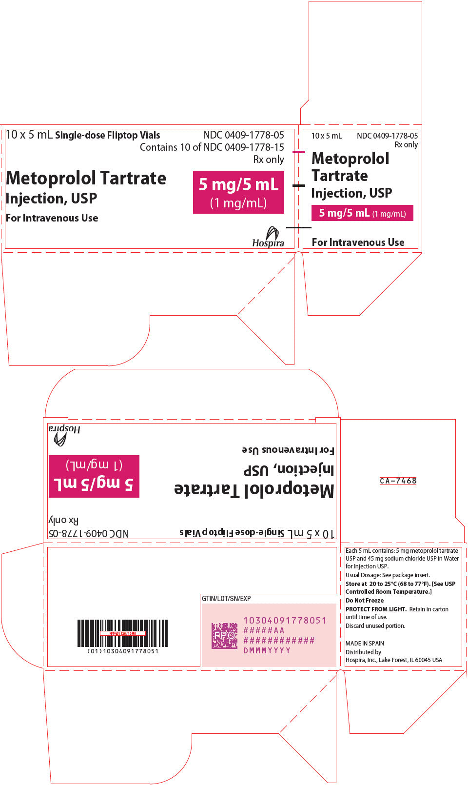 Metoprolol Tartrate, PF SDV 1mg/mL Inj. 10x5mL