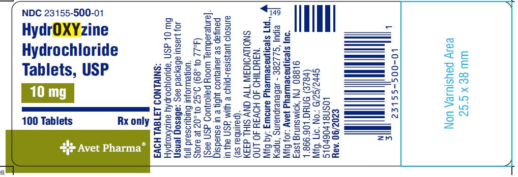 Hydroxyzine HCL 10mg Tablets 100ct