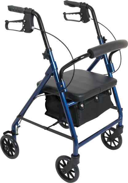 ProBasics Junior Aluminum Rollator with Padded Seat and 6" Wheels, Blue