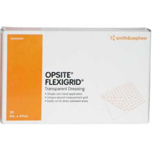 Opsite™ Flexigrid™ Transparent Adhesive Film Dressing, 4" X 4 3/4"