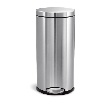 8 Gallon Round Step Waste Basket, Stainless Steel
