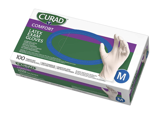 CURAD Powder-Free Textured Latex Exam Gloves, Medium