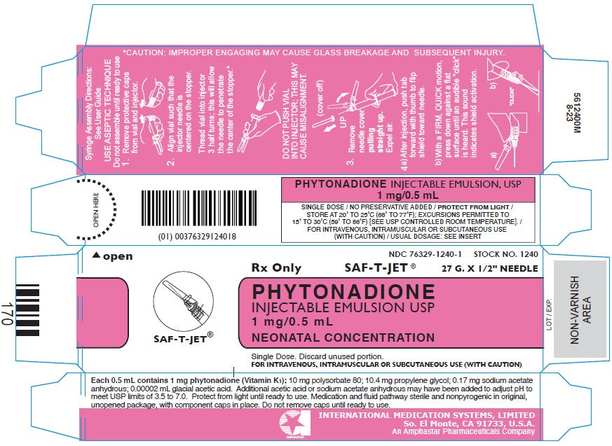 Phytonadione (Vitamin K-Ped) PF Inj. 1mg Saf-T-Jet Prefilled Syringe 0.5mL 10/Bx