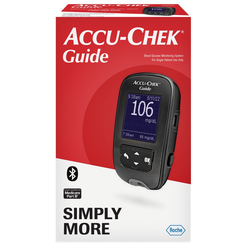 Accu-Chek® Guide Blood Glucose Monitoring System (Includes: Meter, Softclix Lancing Device & 10 Lancets, Carrying  Case)