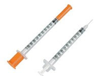 Insulin Syringe with Permanently Attached Needle, 1cc, 28g x 1/2"