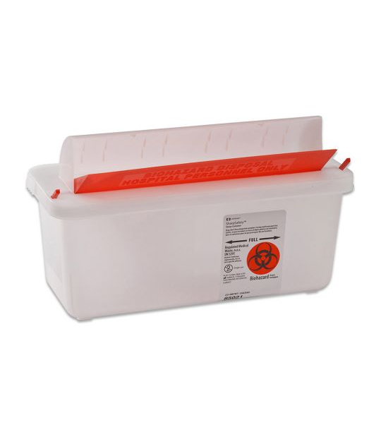 Cleanroom Sharp Container In Room Sharps Container w/Mailbox Style Lid, 5qt, Red – DDP Medical
