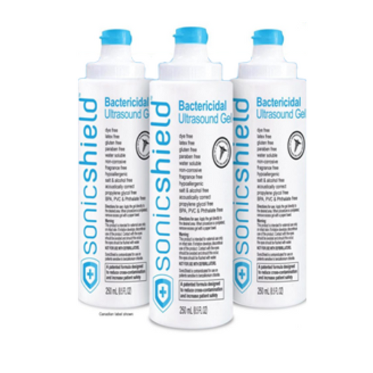 SonicShield® Antimicrobial Ultrasound Gel, 250ml Bottle Flip Top Cap w/ seal